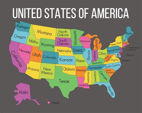 The United States Map With States Names